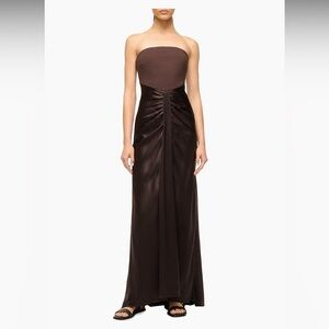 Elegant Brown Strapless Dress